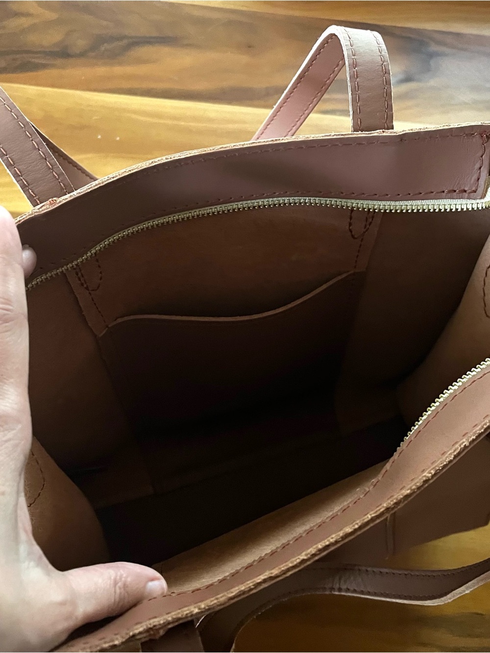 Portland Leather Tan Structured Tote with Shoulder Strap - Picture 4 of 7